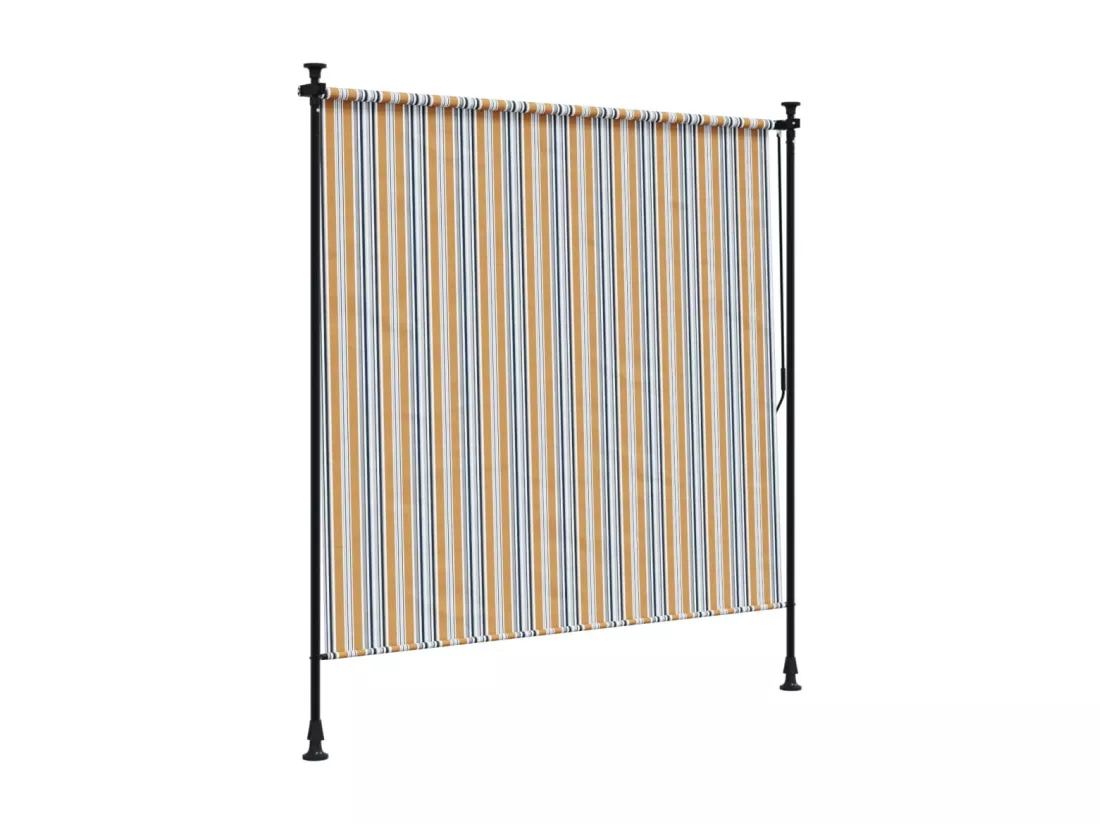 Store roulant d'extérieur jaune et blanc 150x270 cm tissu acier