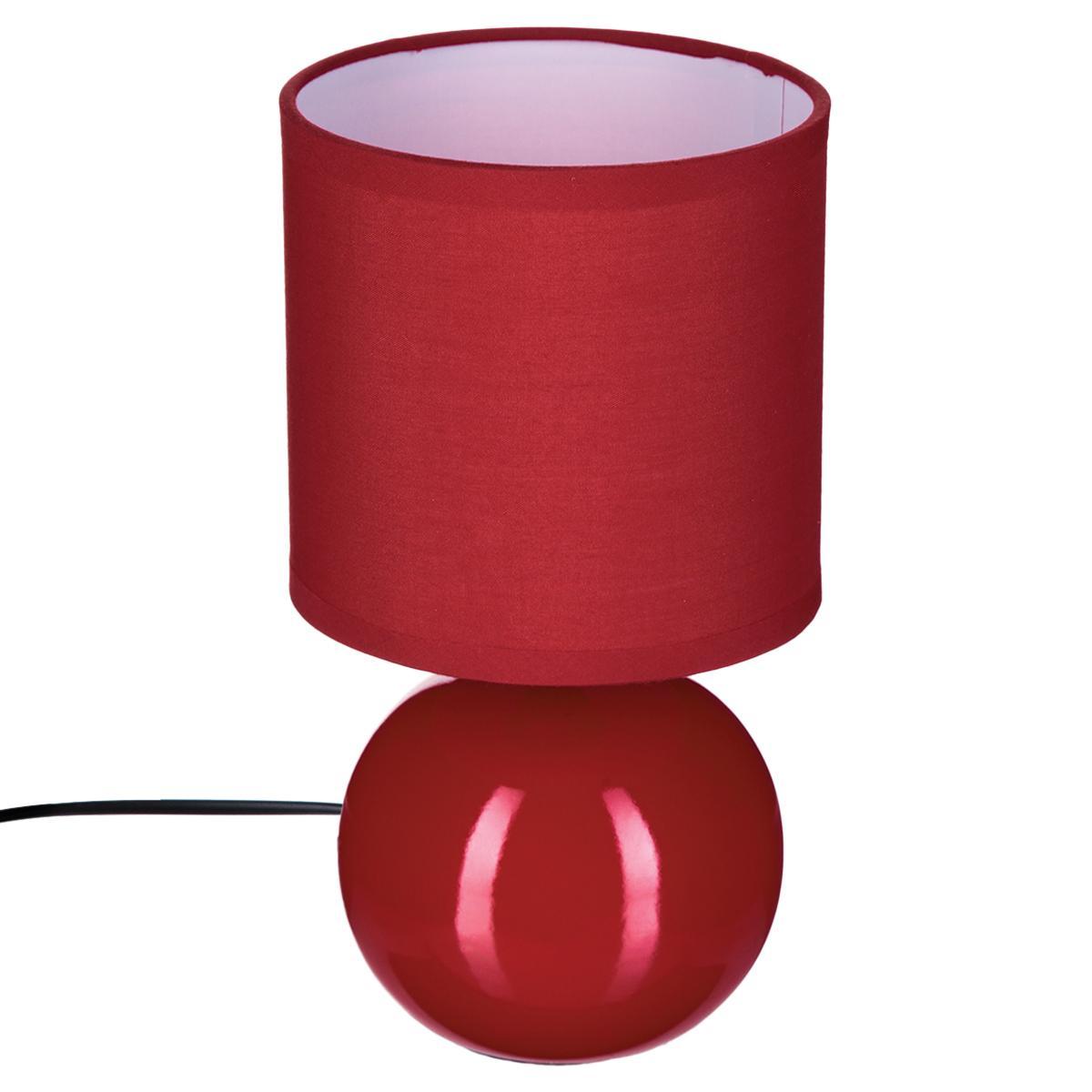 LAMPE CERAMIQUE BOULE ROUGE H.25CM