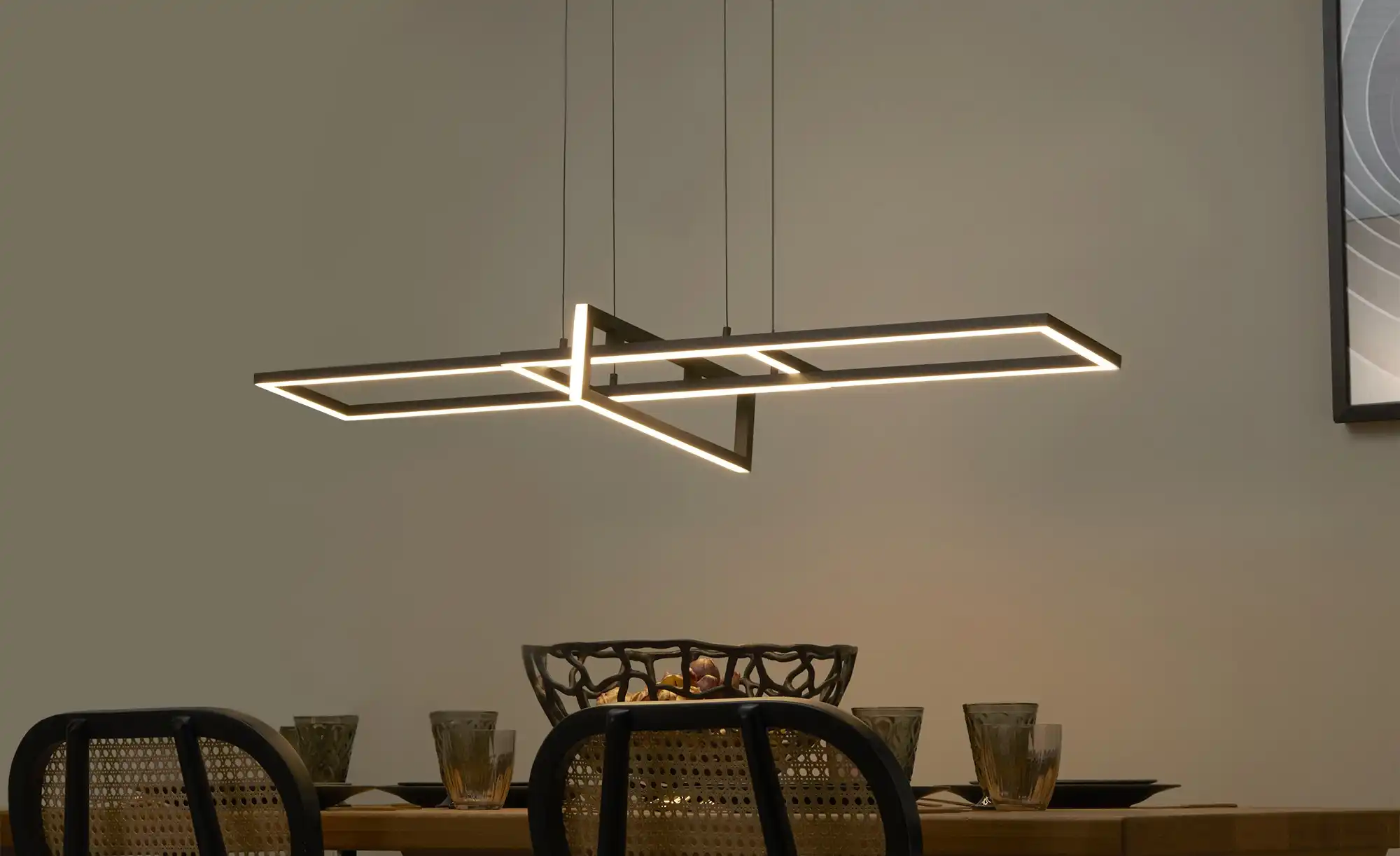 Trio LED-Pendelleuchte, schwarz, ´geometrisch`