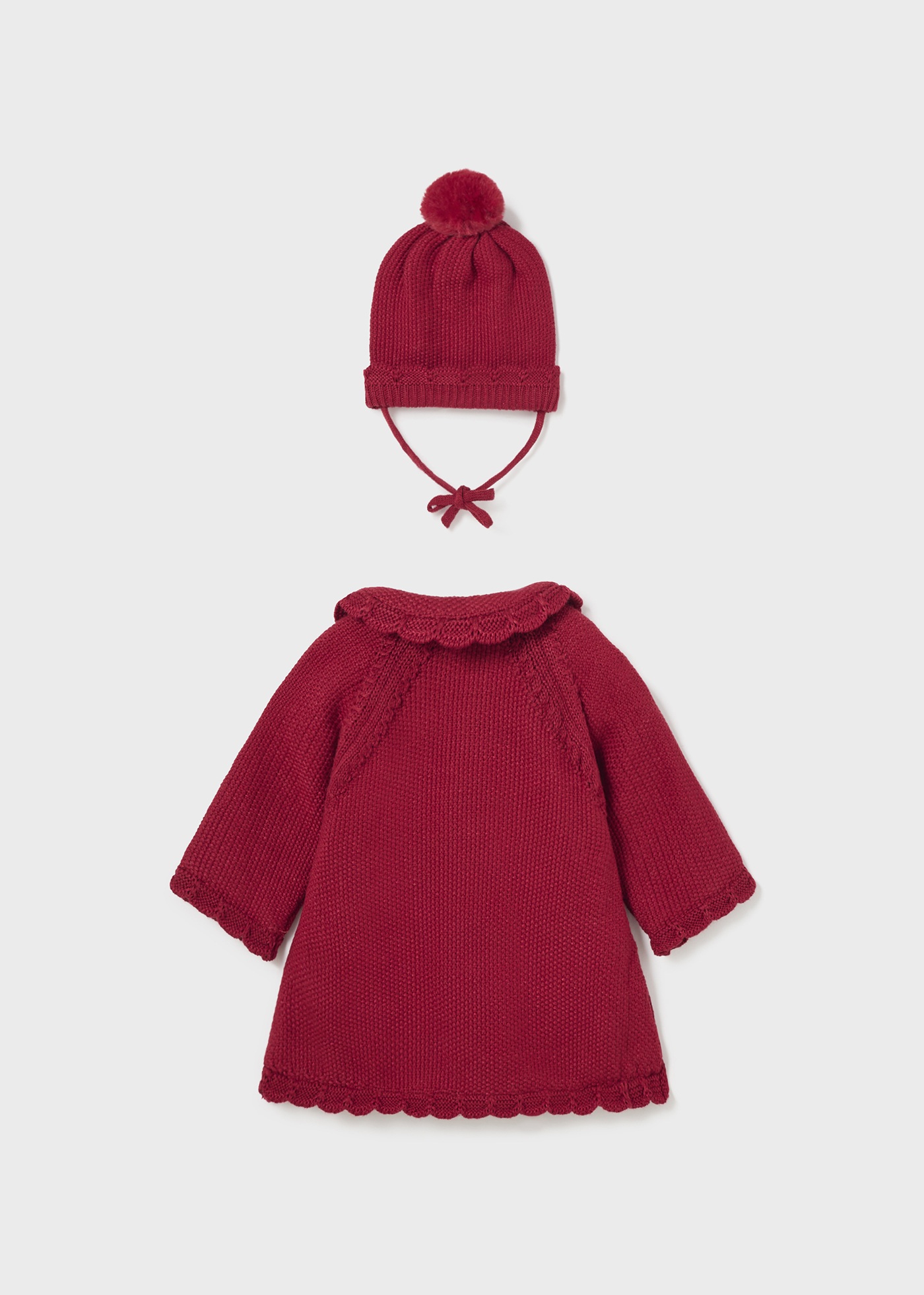 Casaco de tricô com gorro para recém-nascido