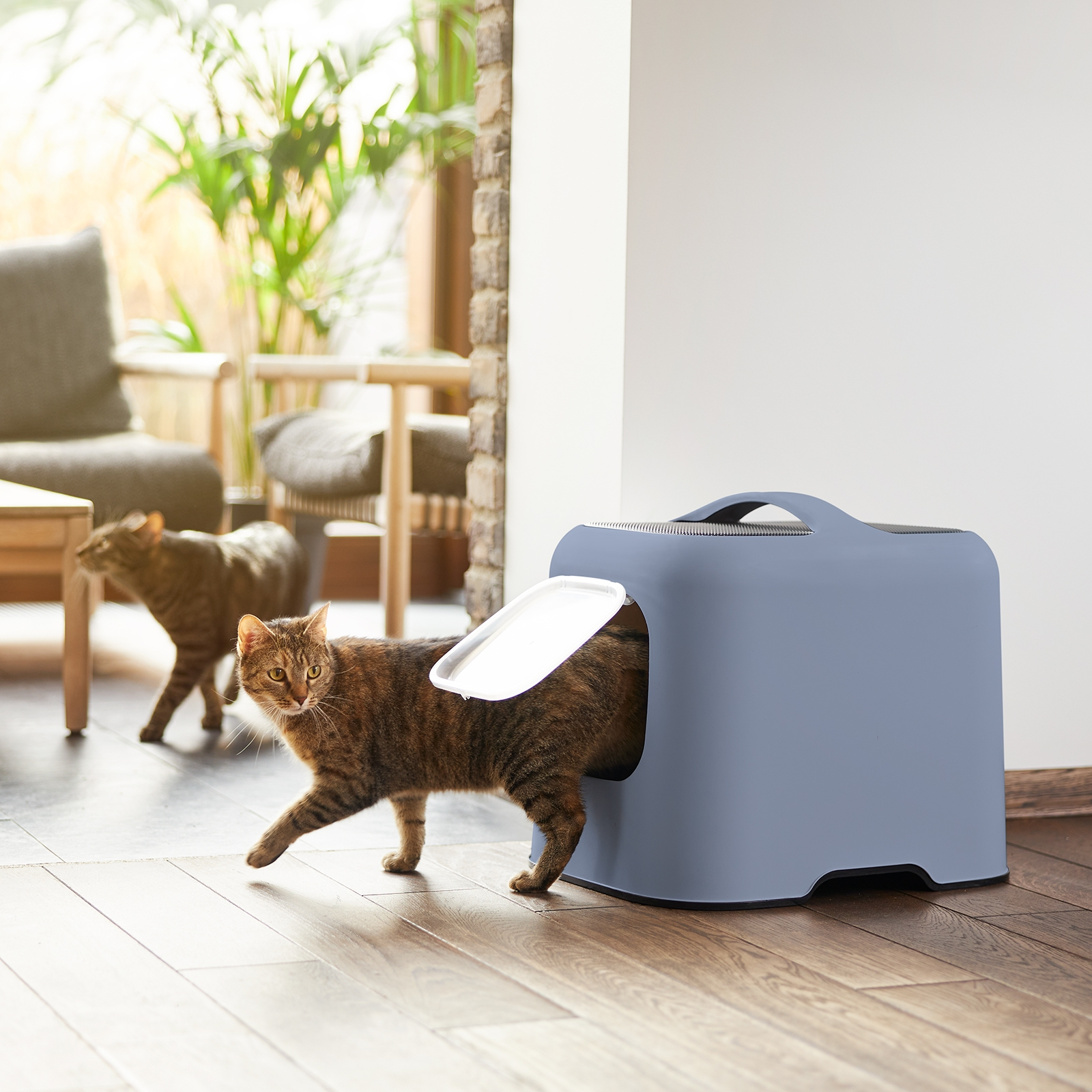 BIALA Katzentoilette Katzenklo inkl. Haube   Schaufel (4005206161) - Horizon Blue