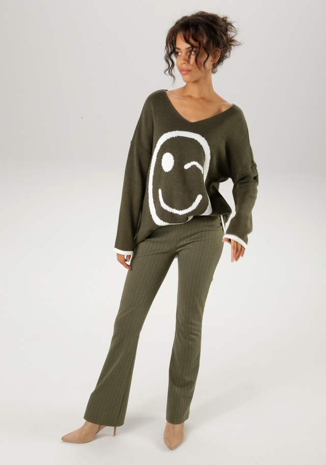 Aniston CASUAL Schlaghose  mit farbharmonischem Fischgrat-Muster