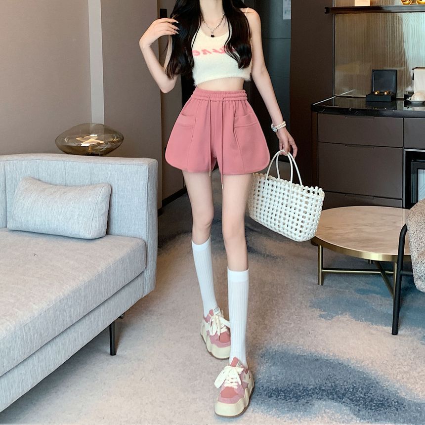 Girls Supply - Effen shorts met hoge taille en trekkoord