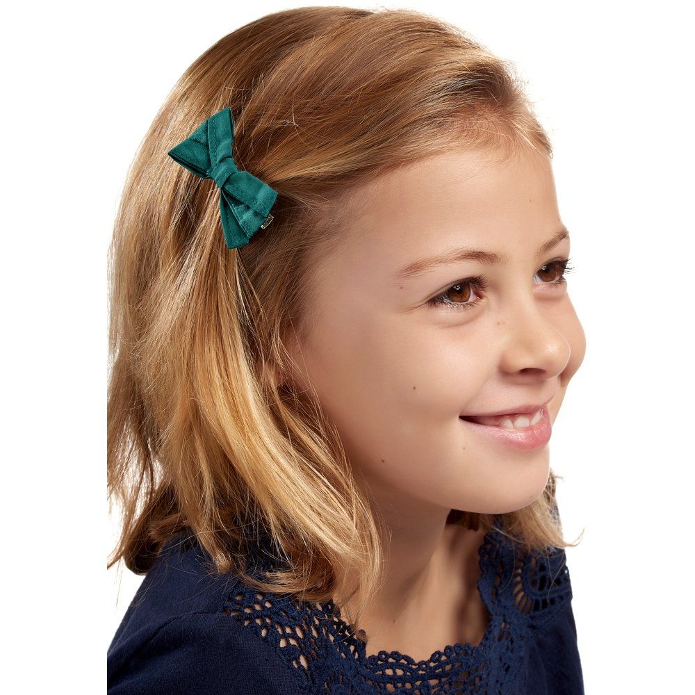 Barrette Noeud Ruban Vert Émeraude
