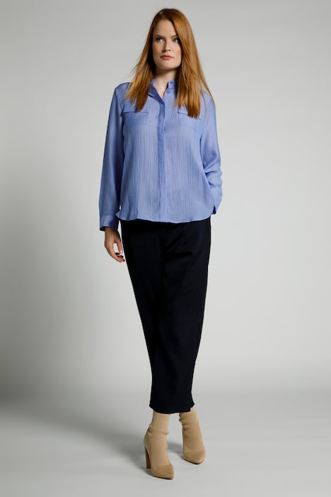 Bluse, Crashlook, A-Linie, Stehkragen, Langarm
