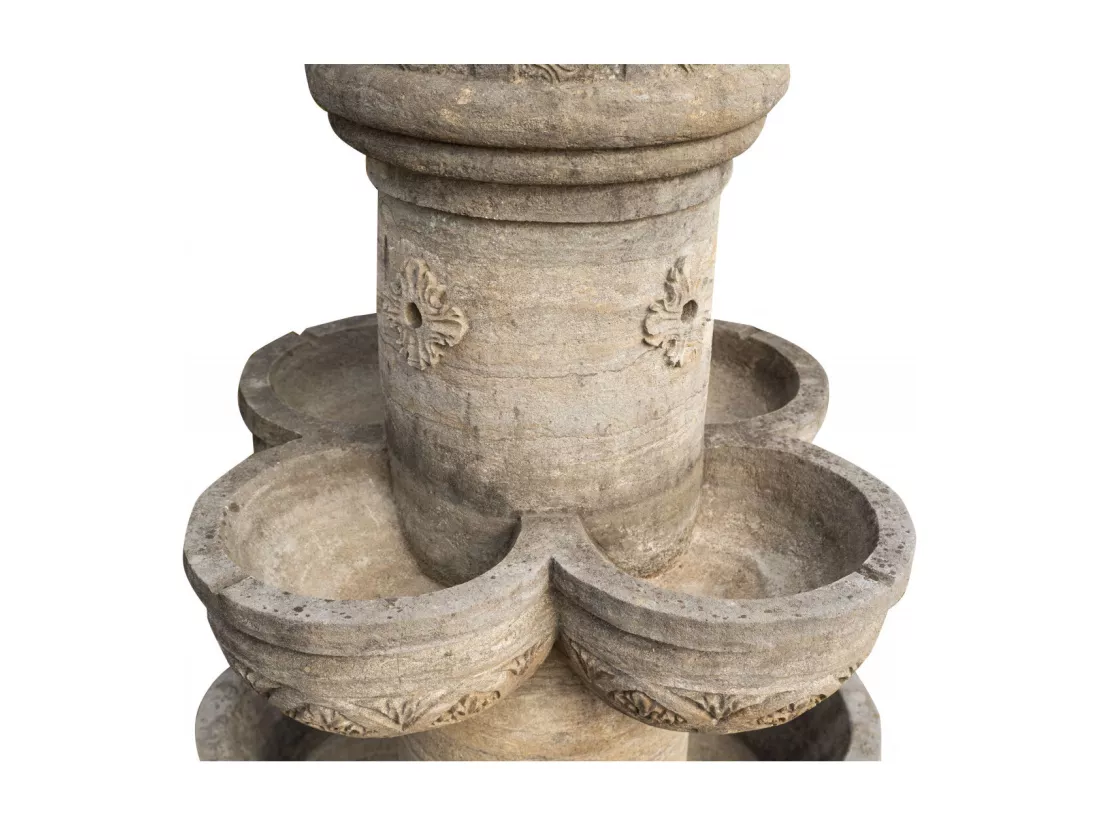 BISCOTTINI Fontaine - Mur en Pierre - Décorative - Fontaine de Jardin - Extérieur - Fontaine Murale - Décoration Murale - Décoration de Jardin - 90x90x160cm - 8 Bassins