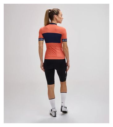 Maillot Manches Courtes Femme Le Col Sport Bleu/Orange