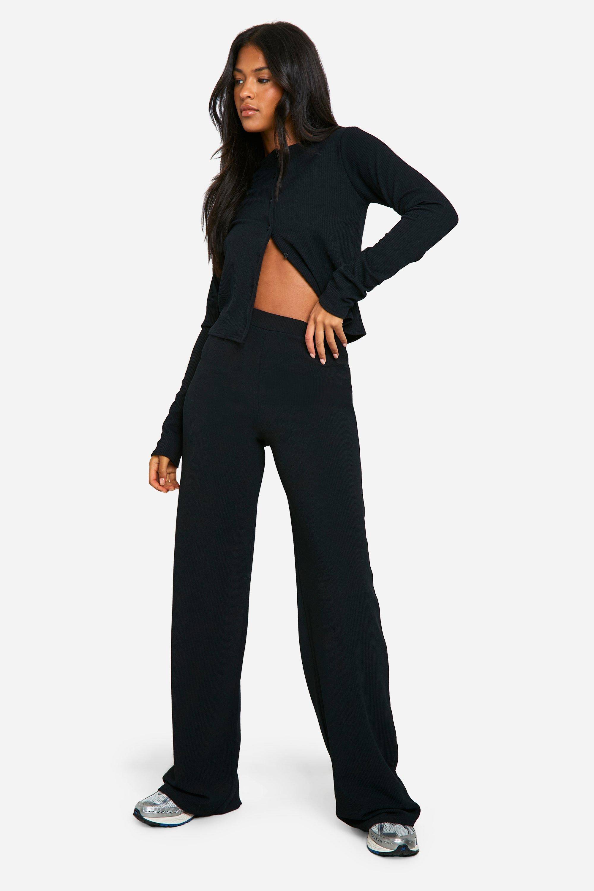 boohoo Ensemble coordonné Cardigan long froissé et Pantalon à jambe large