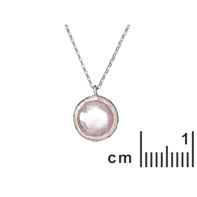 COLLIER ARGENT QUARTZ ROSE