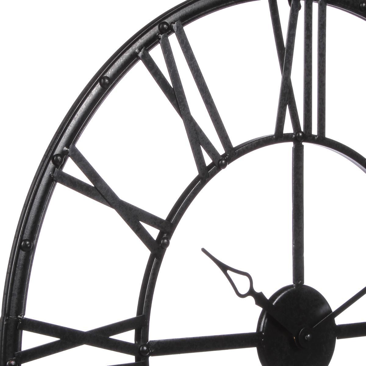 PENDULE METAL VINTAGE NOIR D.70CM