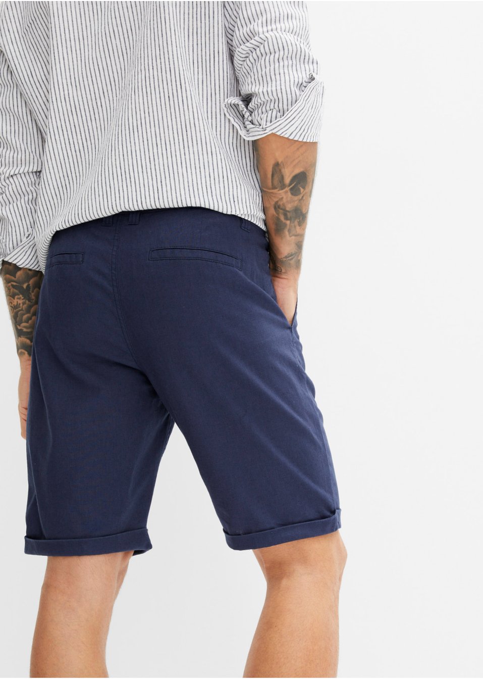 Bermuda en lin majoritaire avec cordon, Regular Fit