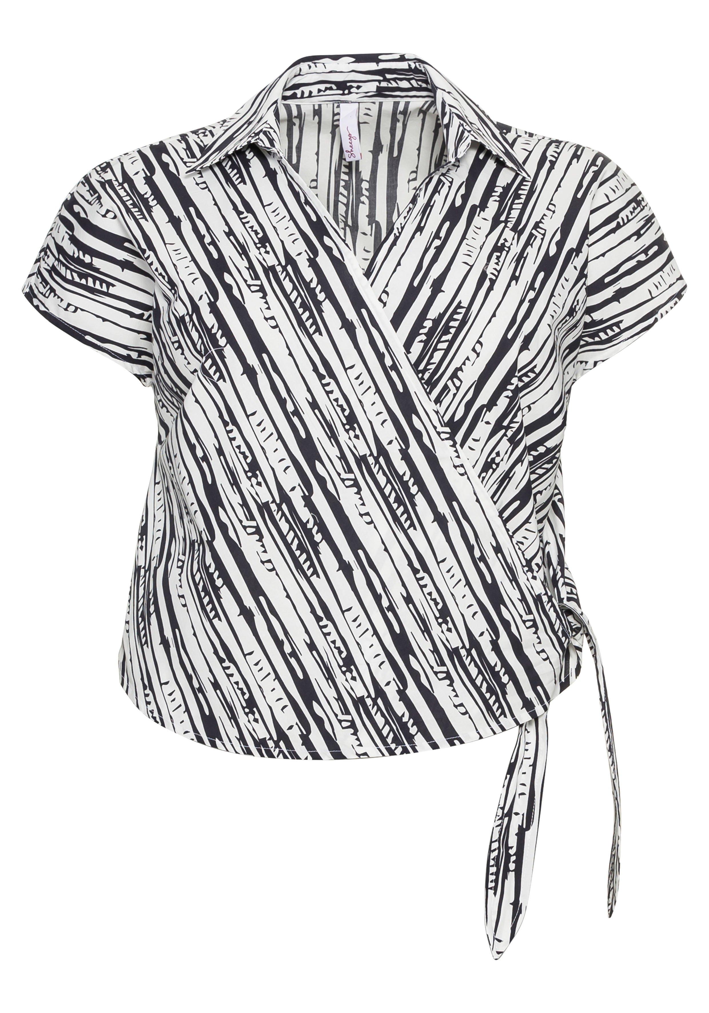 Bluse in Wickeloptik mit Bindeband