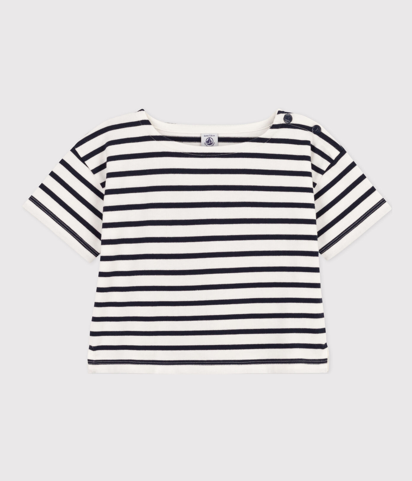 Tee-shirt rayé manches courtes en coton enfant fille