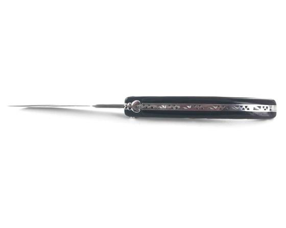 Laguiole 12 cm Plein Manche Damas Japonais Croûte de Buffle Couteau de poche par Laguiole en Aubrac