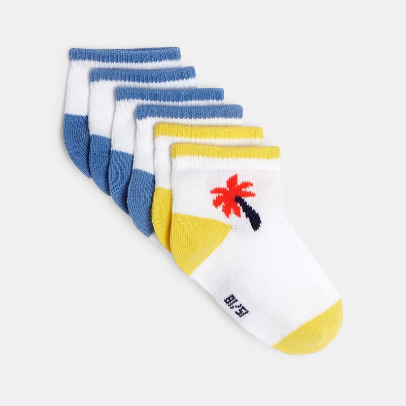 Chaussettes basses palmiers (lot de 3) bleues bébé garçon Bleu
