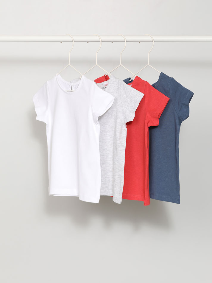 Pacote com 4 camisetas lisas de manga curta - Vermelho Vigoré