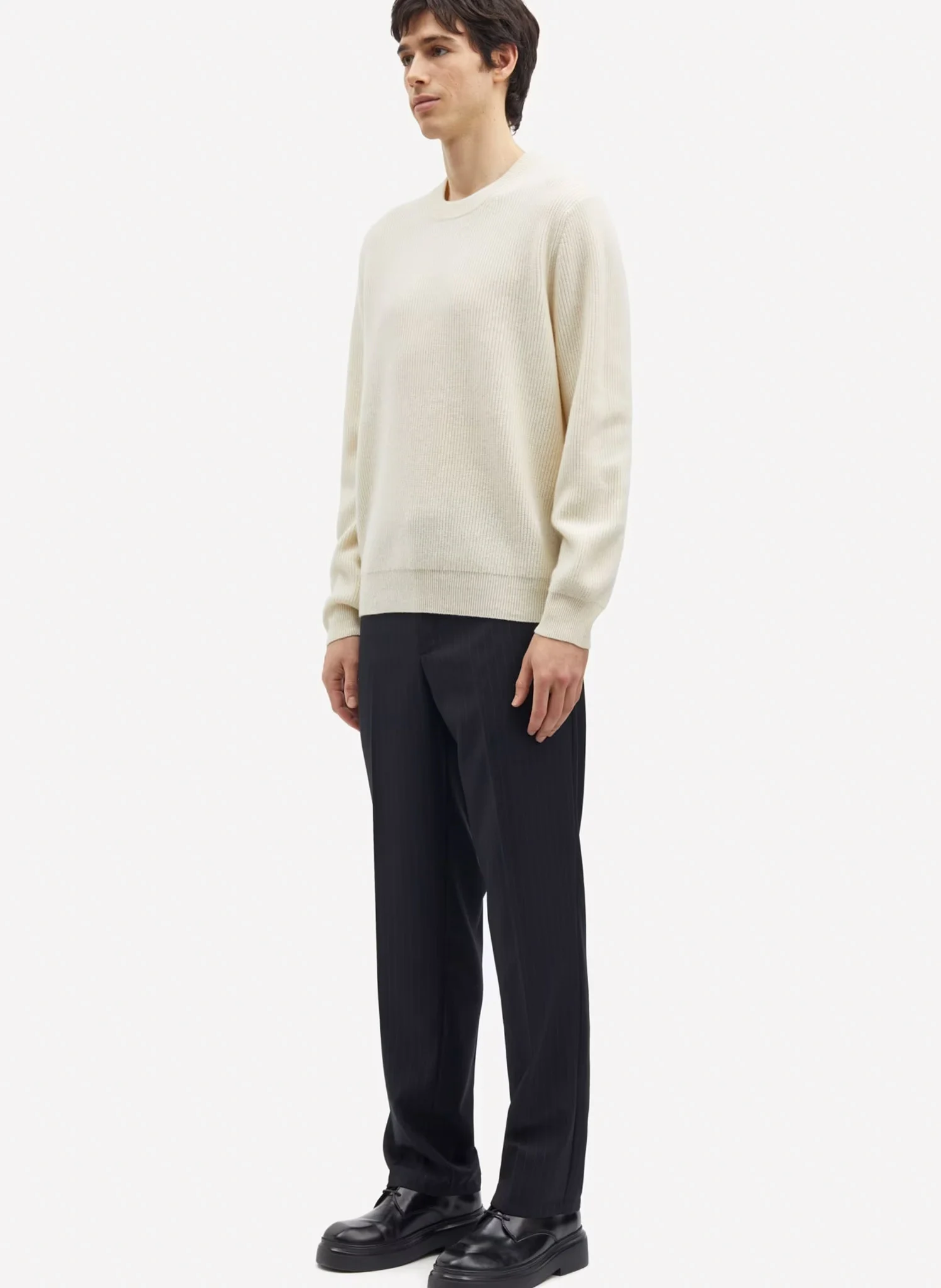 SAISAKS - Pull col rond en laine | Blanc