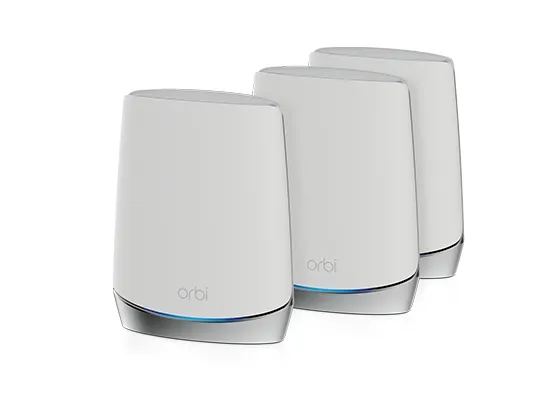 NETGEAR Orbi RBK753 - - Wi-Fi-system - (router, 2 extendere) - op til 5651 sq.ft - mesh - 1GbE - Wi-Fi 6 - Tri-Band