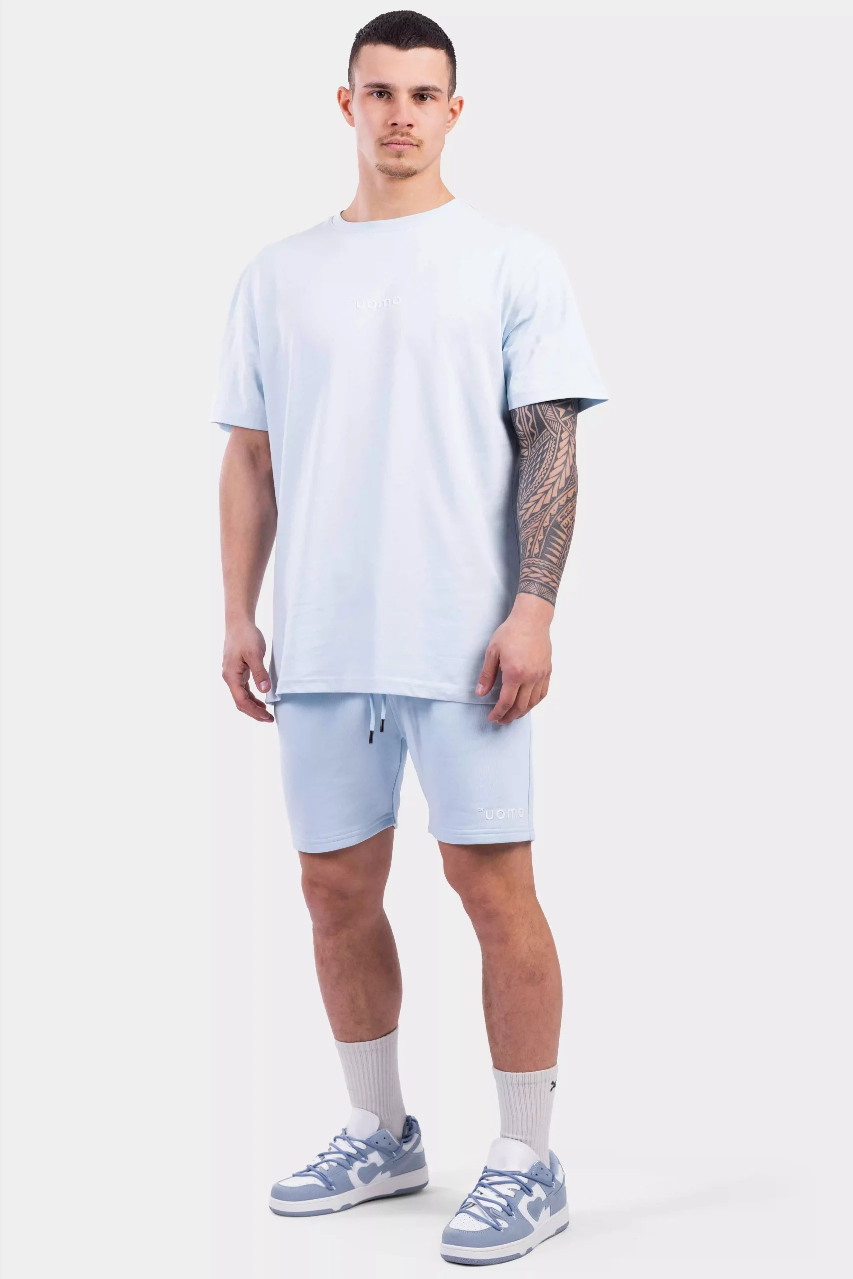 24 Uomo Basic T-Shirt Heren Lichtblauw