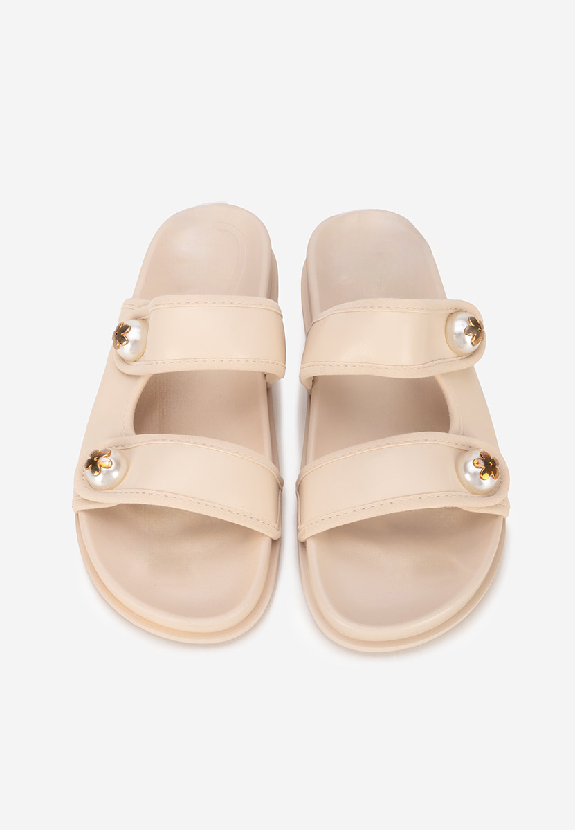 Mules plates femme beige Stephny