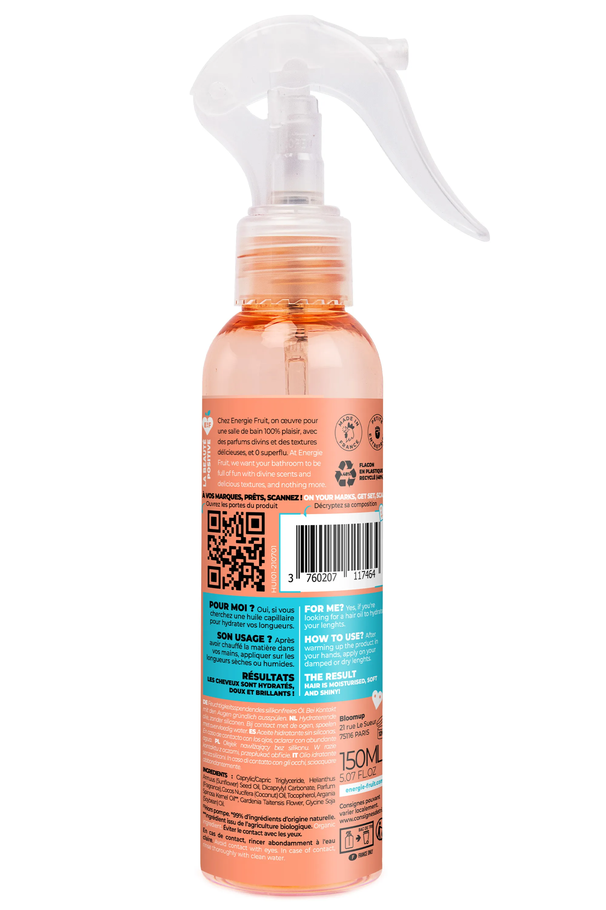 Energie Fruit Huile sublissime cheveux nourrissante au monoï & huile d’argan-150 ml