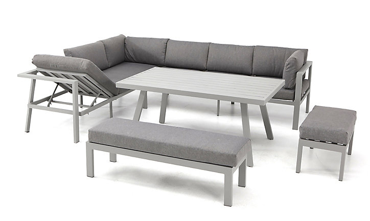Ensemble repas de jardin Antalya DCB Garden aluminium gris 9 personnes