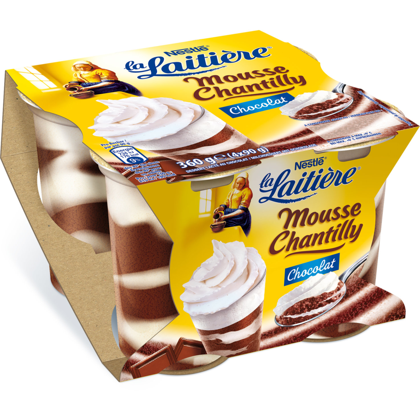 La Laitière Mousse Chantilly Chocolat 4x90g