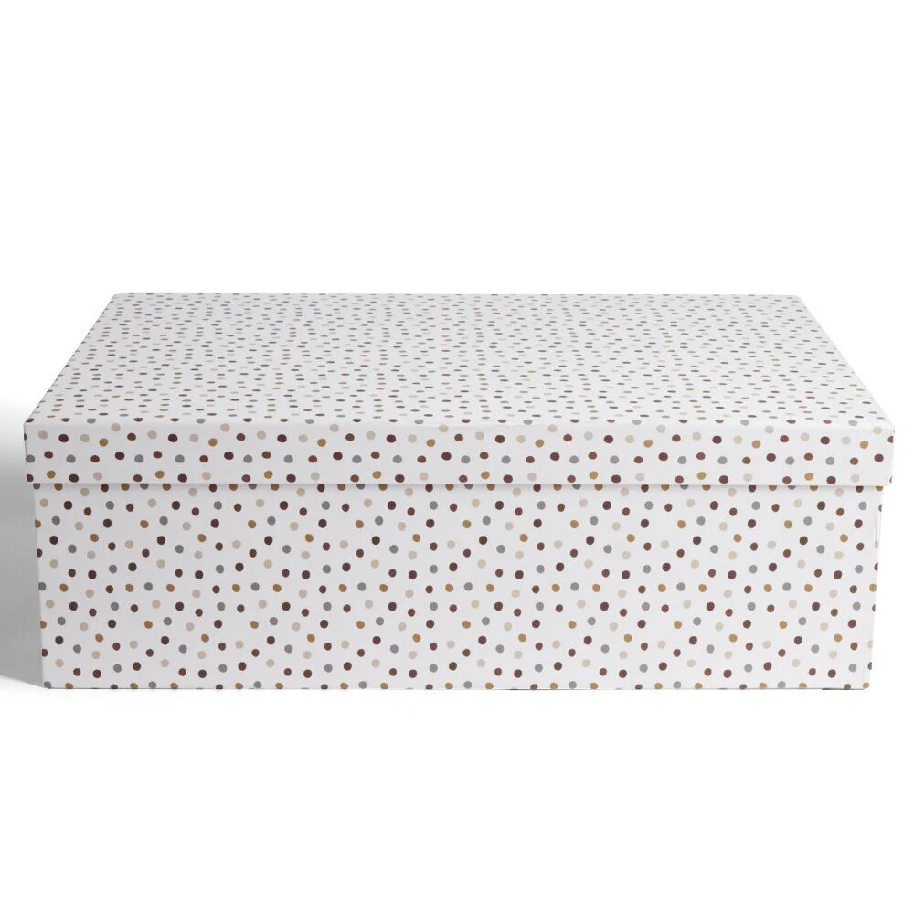 Boîte papier blanc à pois 48x33,5x16cm