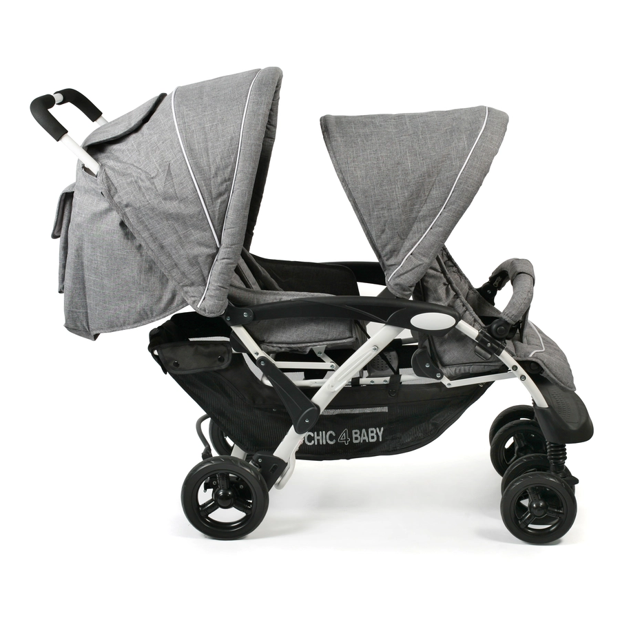 CHIC 4 BABY Geschwisterwagen DUO Melange grau-weiß