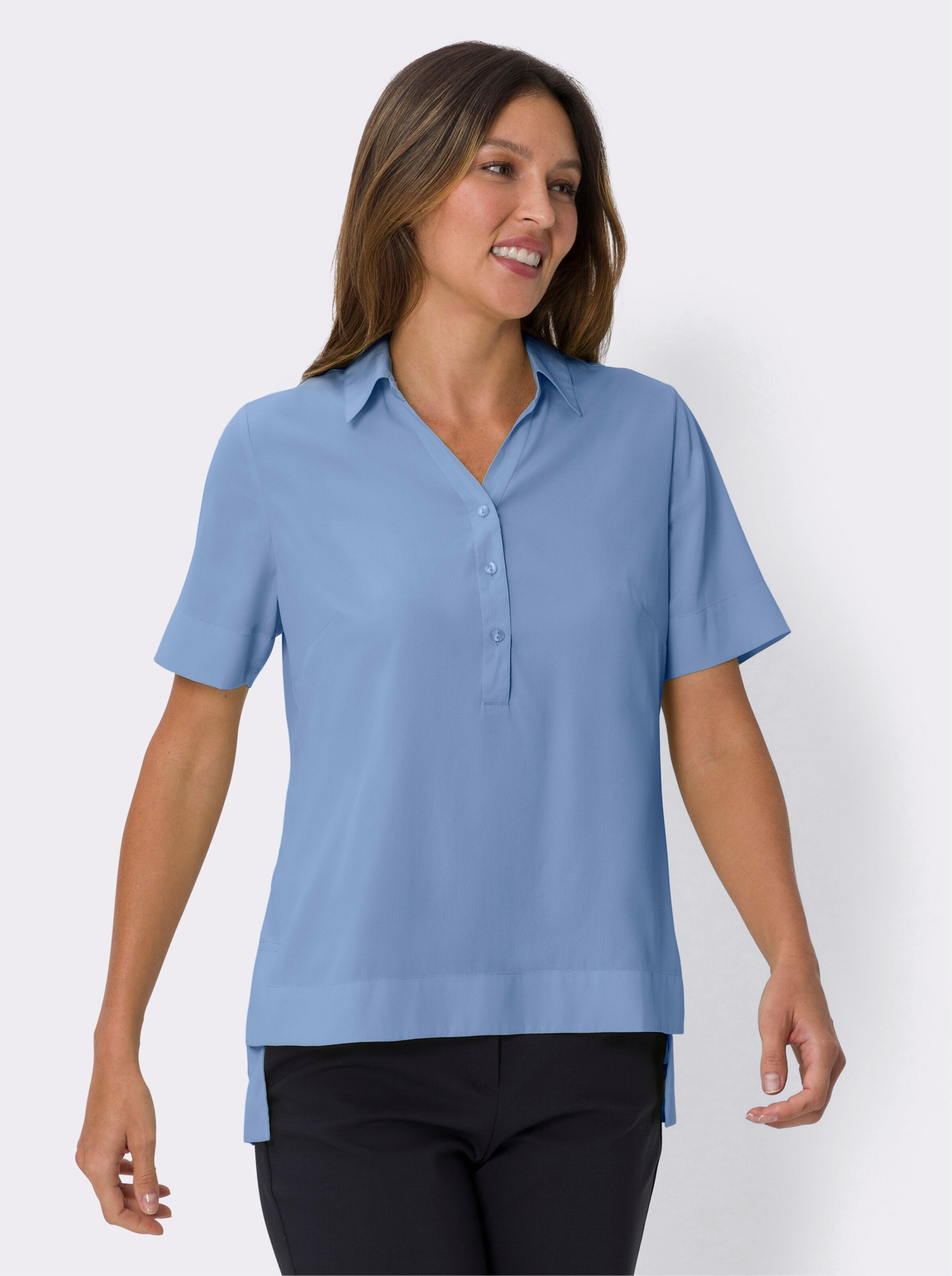 Schlupfbluse mit Seitenschlitzen