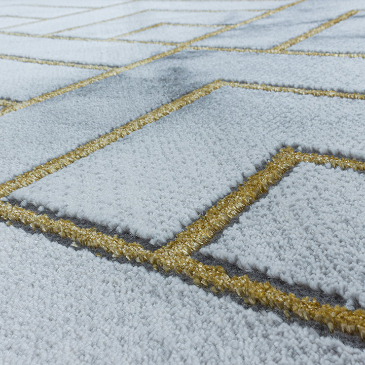 Modern vloerkleed - Marble Pattern Grijs/Goud | Topper