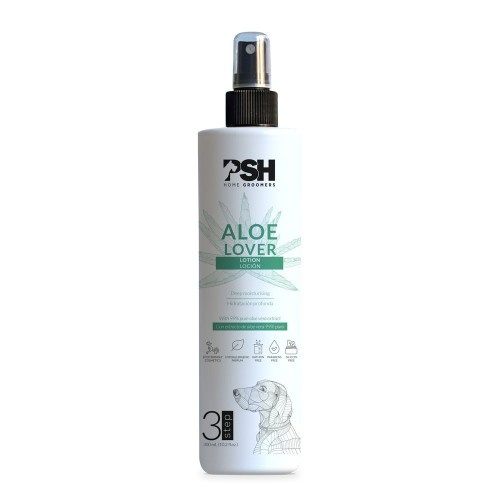 Loção de aloe vera PSH COSMETICS com aroma neutro para cães.