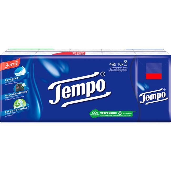 Tempo Regular 4-Laags Zakdoekjes 10 pakjes