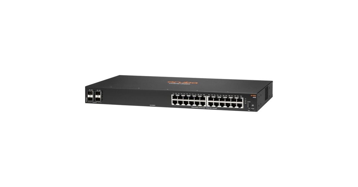 Hewlett Packard EnterpriseAruba CX 6100 24G 4SFP+ switch  (Zwart, 1U)