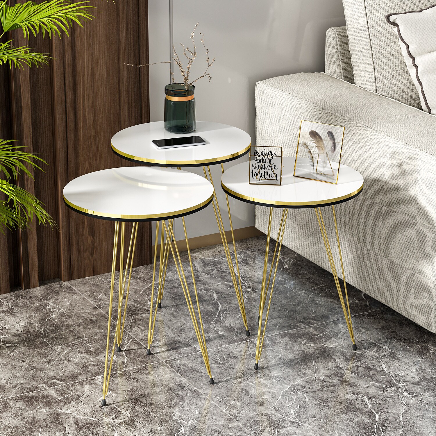 Beistelltisch 3er Set Weiß 21166276