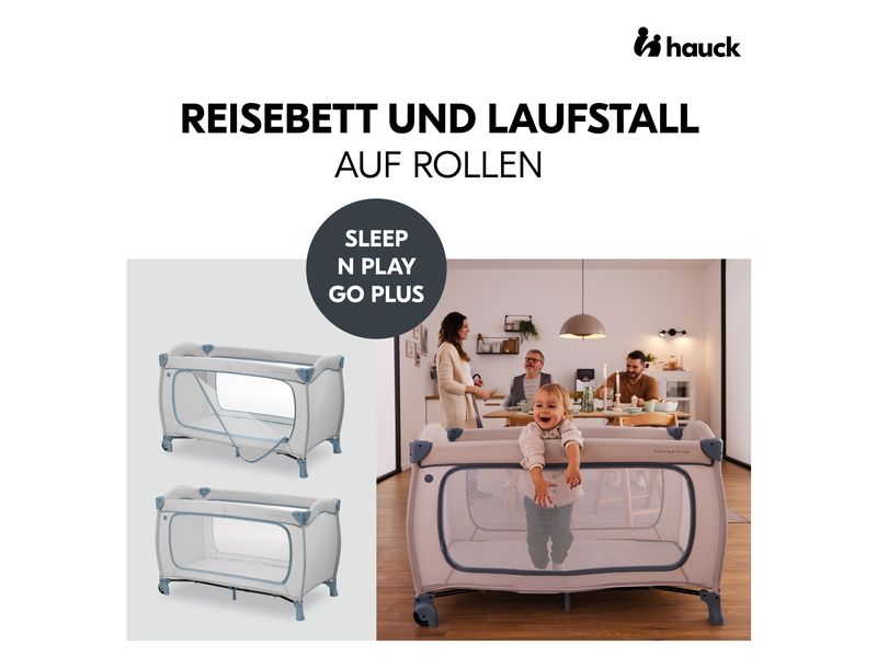 Hauck Reisebett Sleep N Play Go Plus Dusty-blue Reisebett und Laufstall auf Rollen