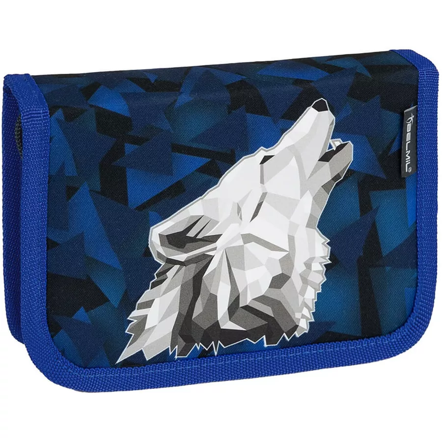 Belmil Schulranzen Classy Schulranzen Set 5-teilig mit Brustgurt Wolf Mosaic Grey