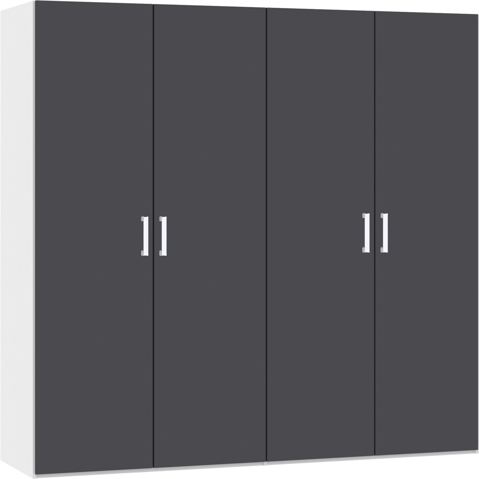 Drehtürenschrank Schweizer 113 Spanplatte melaminbeschichtet premiumweiss/anthrazit matt 203 x 215 x 59 cm
