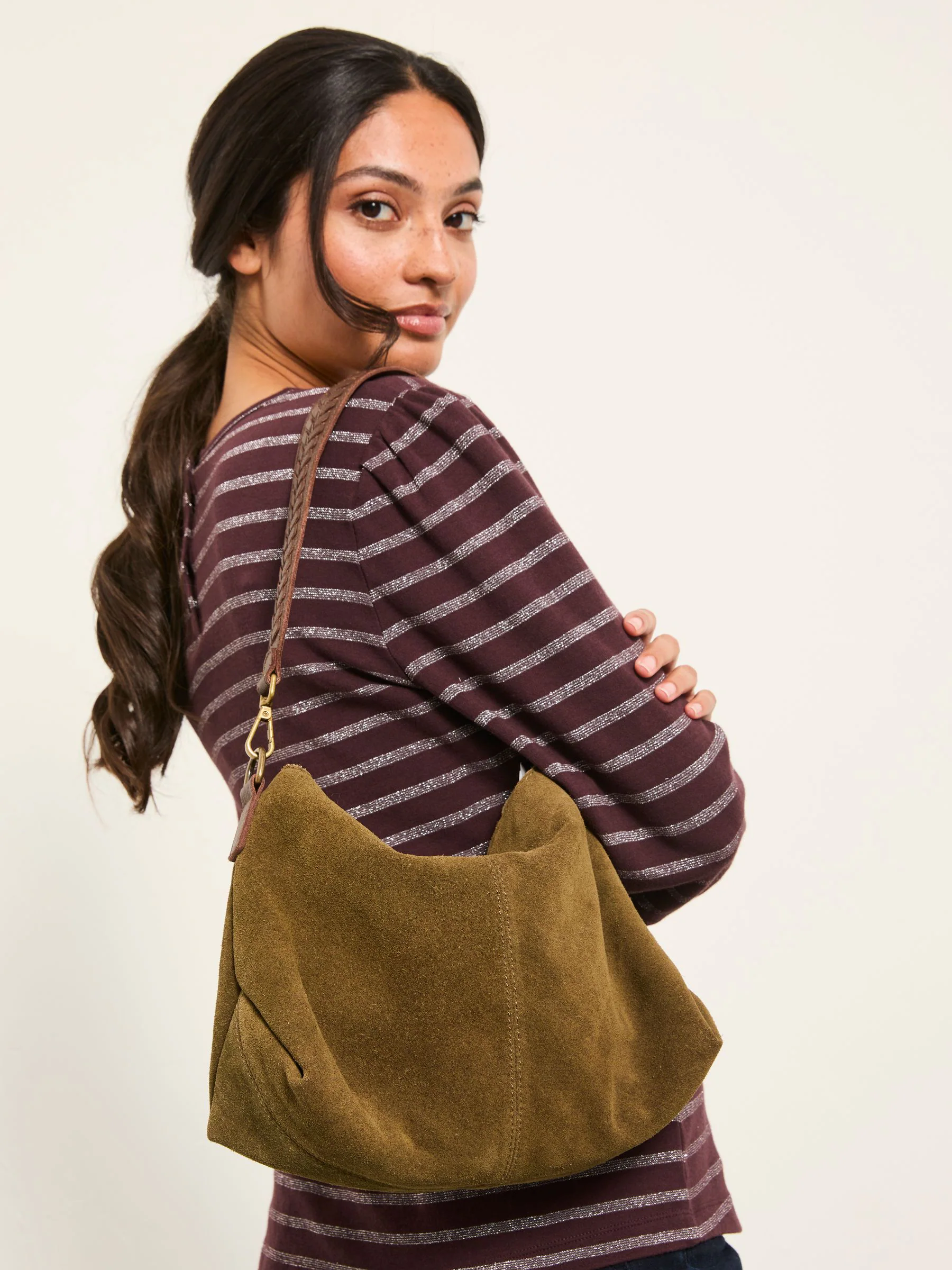 Groen - FatFace Suede Envelope Bag