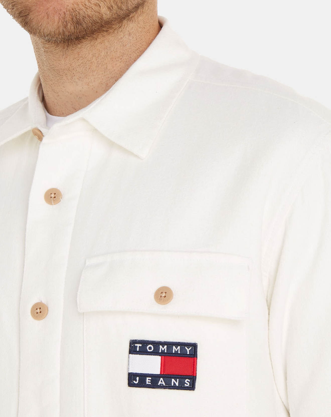 Tommy Jeans Surchemise ample 100% Coton Bio Lined écrue