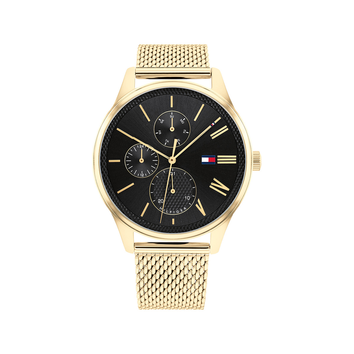 Montre Tommy Hilfiger homme acier doré jaune maille milanaise