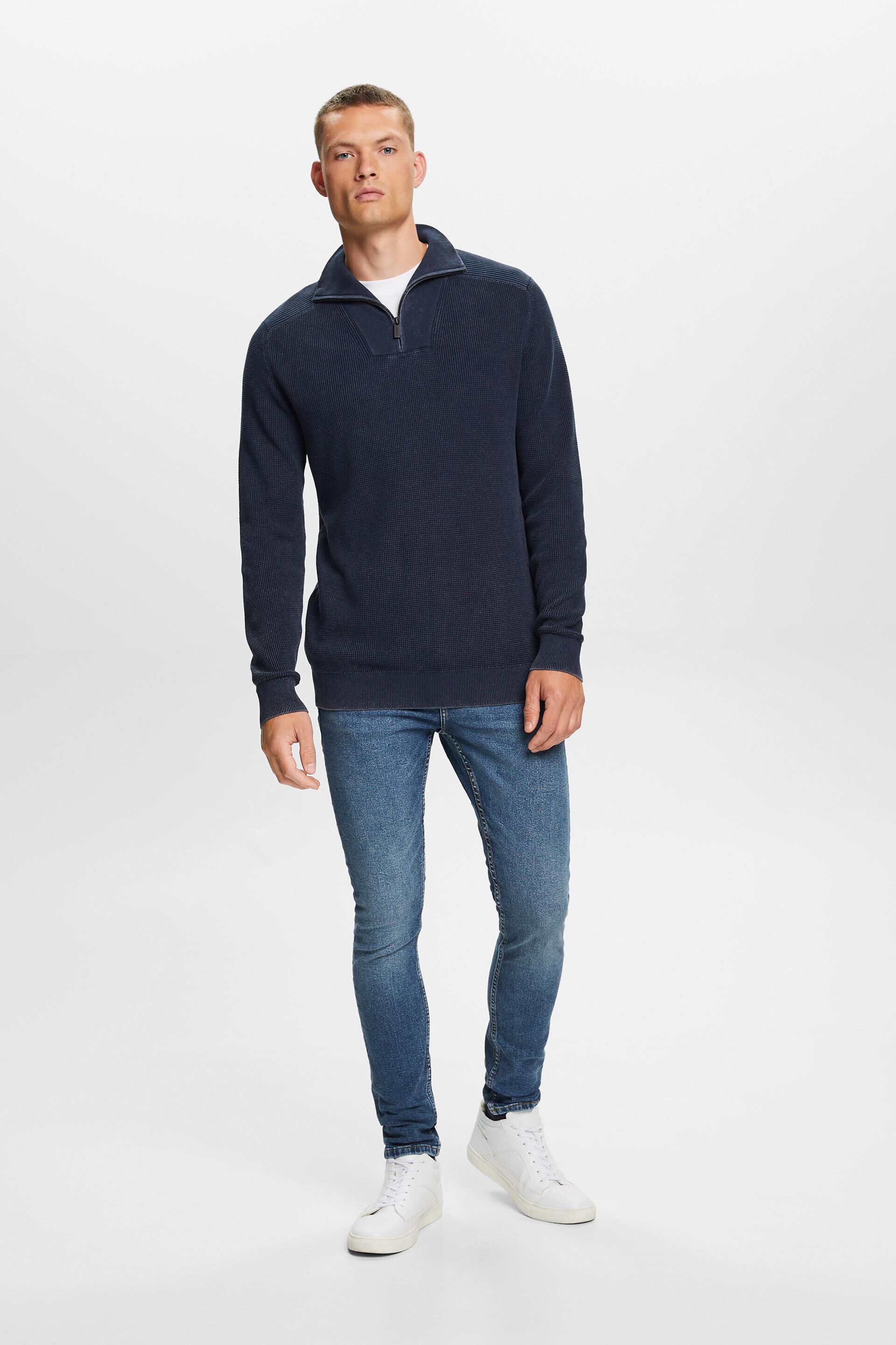 Pull à zip court, 100% coton
