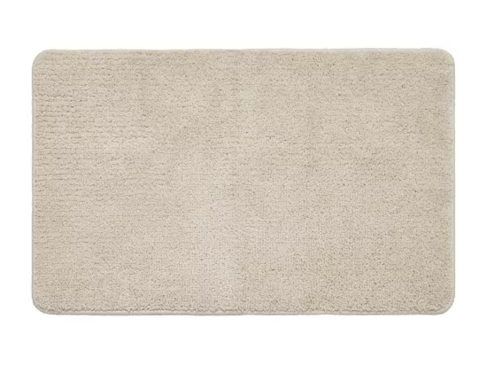 Tapis de bain uni en polyester ecru avec fils dorés 50x80cm