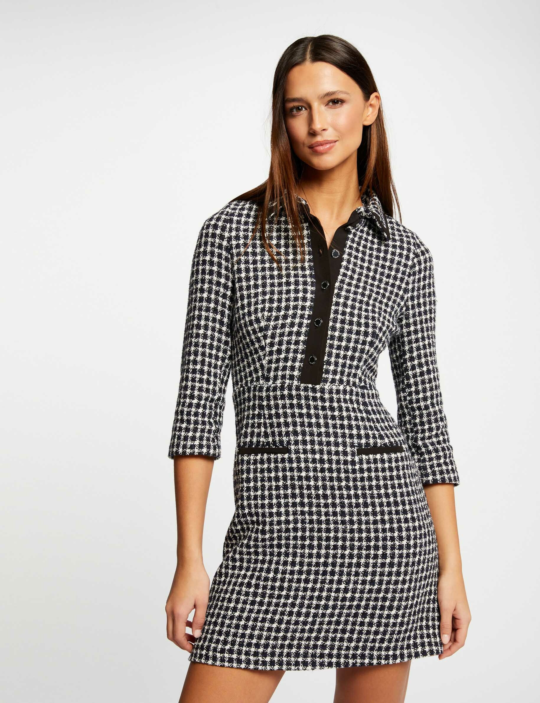Robes manches 3/4 boutonnée à l\'avant marine femme - marine