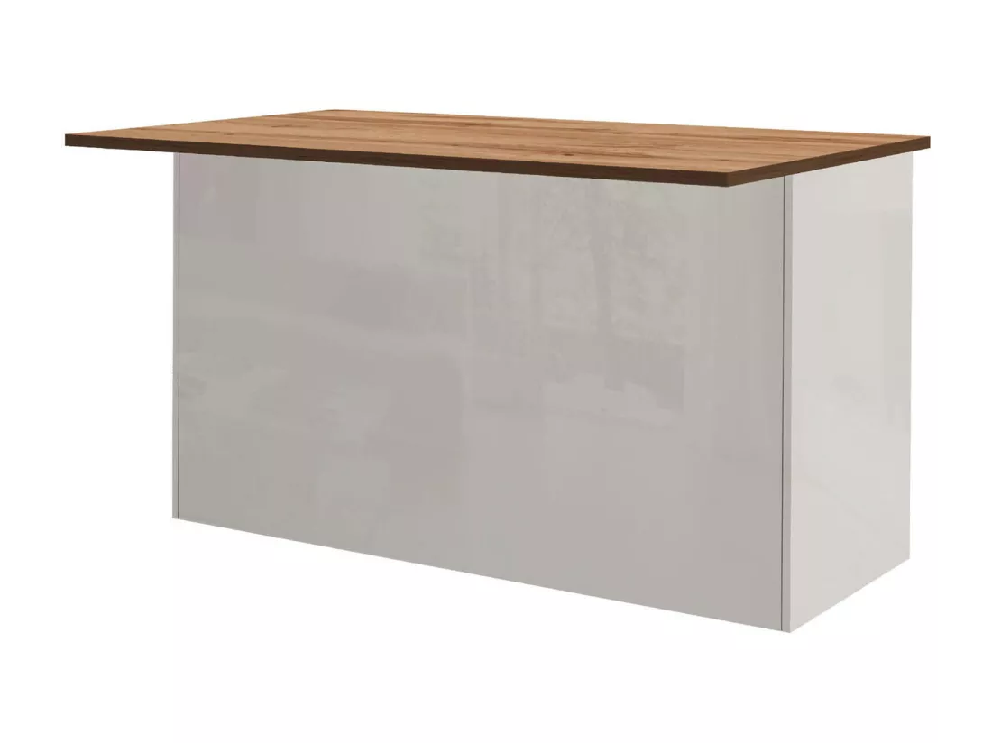 Îlot de cuisine Dcarnelo, Armoire polyvalente, Meuble de kitchenette, Table auxiliaire, 100% Made in Italy, 155x90h90 cm, Blanc brillant et chêne