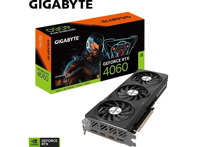Gigabyte Grafikkarte GeForce RTX 4060 Gaming OC Gaming Grafikkarte mit 8 GB GDDR6 Speicher