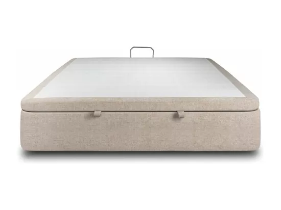 Sommier Coffre Tissu Beige brun 200x200 H39cm