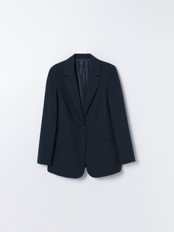 Blazer com lapela entalhada - Azul Petróleo