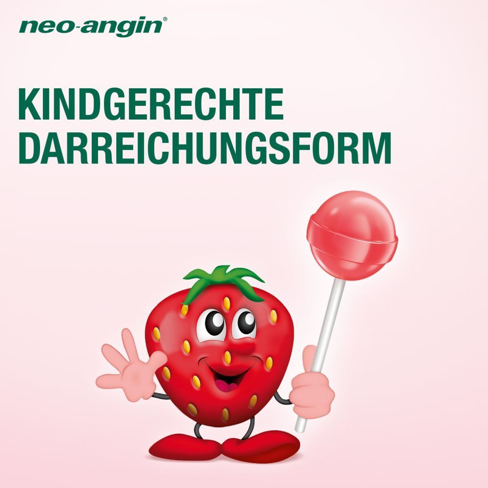 neo-angin Junior Halsschmerzlutscher mit leckerem Erdbeergeschmack für Kinder ab 3 Jahren