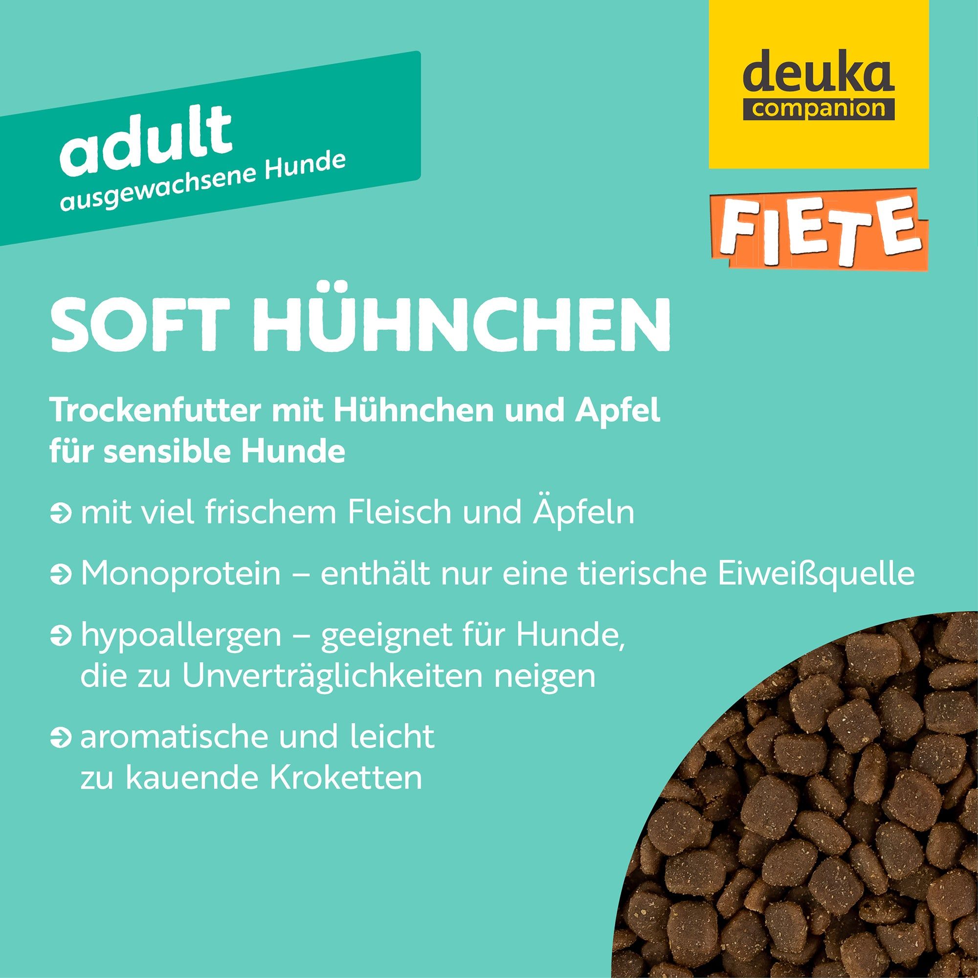FIETE Adult Soft Hühnchen - Softes Trockenfutter für Hunde